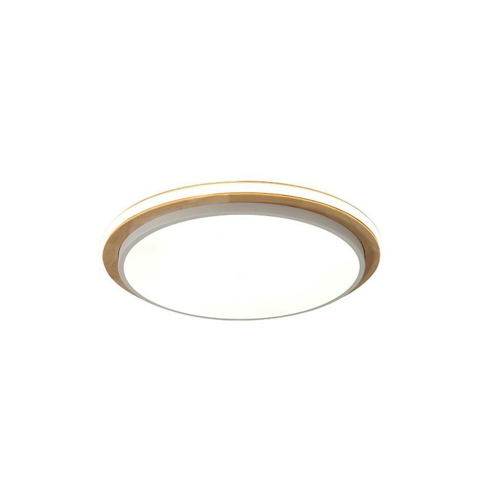 Modern Round Wood and Metal LED Flush Mount Ceiling Lamp 16 Inch Fixture