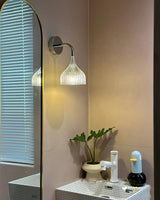 E Modern Minimalist Chrome Wall Sconce Indoor Glass Globe Bedside Reading Light