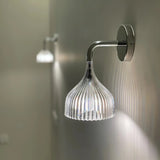E Modern Minimalist Chrome Wall Sconce Indoor Glass Globe Bedside Reading Light