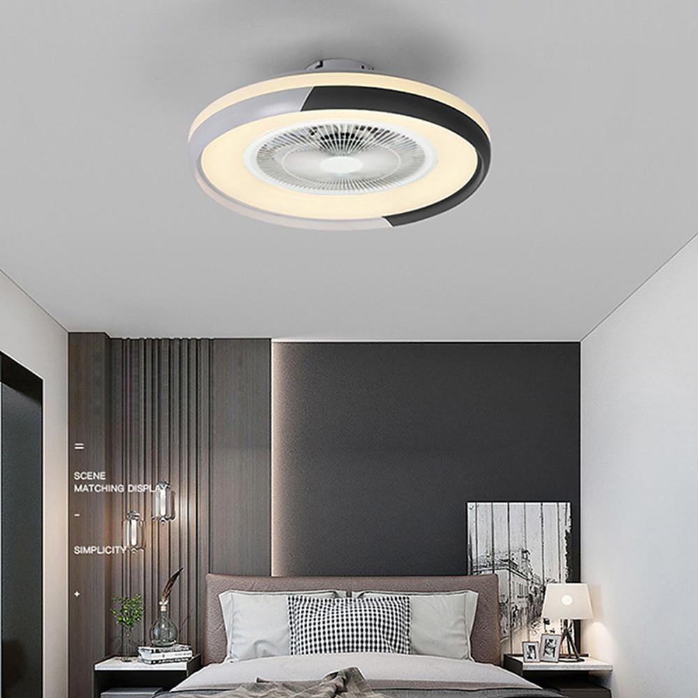 Modern 20 Inch Low Profile Bladeless Ceiling Fan with Dimmable LED Light and Remote Control