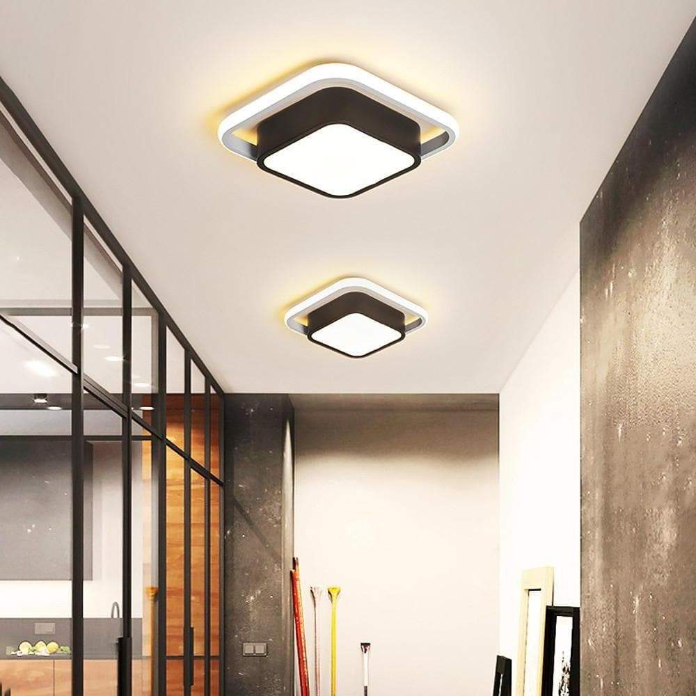 Modern Geometric LED Flush Mount Ceiling Light Square and Round Metal Cluster Lighting