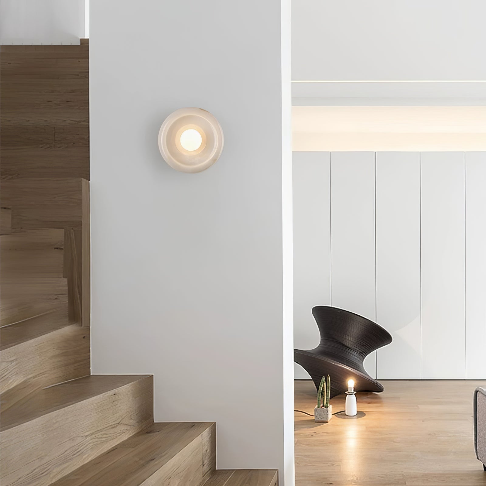Eclipse Natural Jade Alabaster Wall Sconce Modern Minimalist Stone Lighting