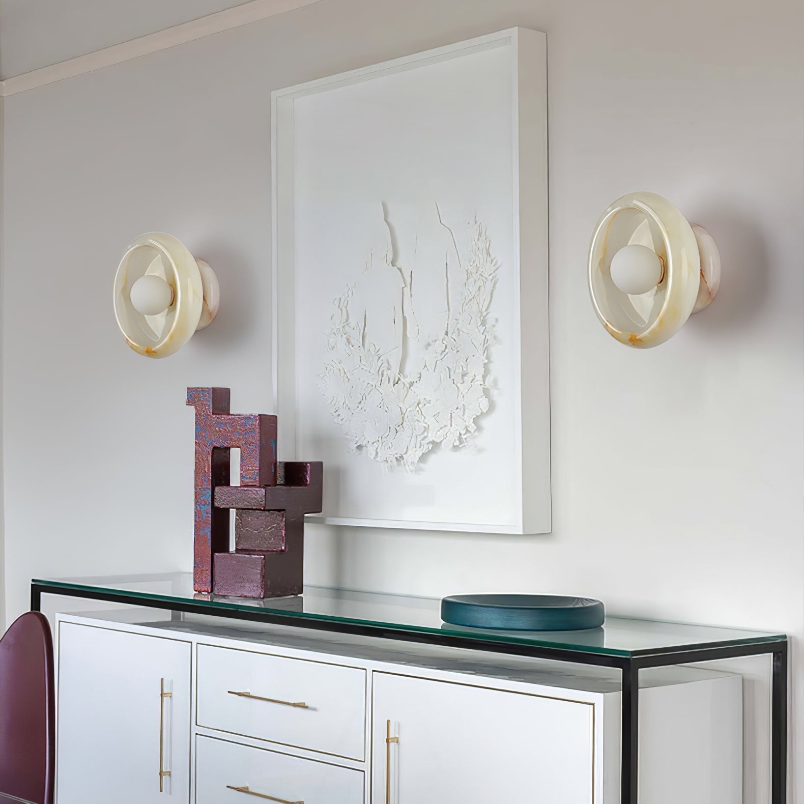 Eclipse Natural Jade Alabaster Wall Sconce Modern Minimalist Stone Lighting