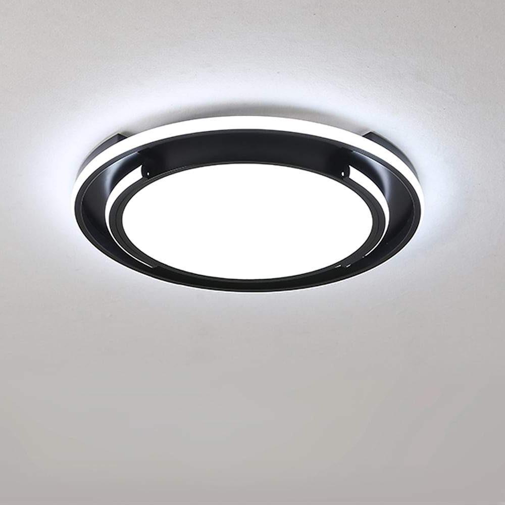 Modern Circular Black Flush Mount LED Ceiling Light Nordic Dimmable Round Fixture 20 Inch