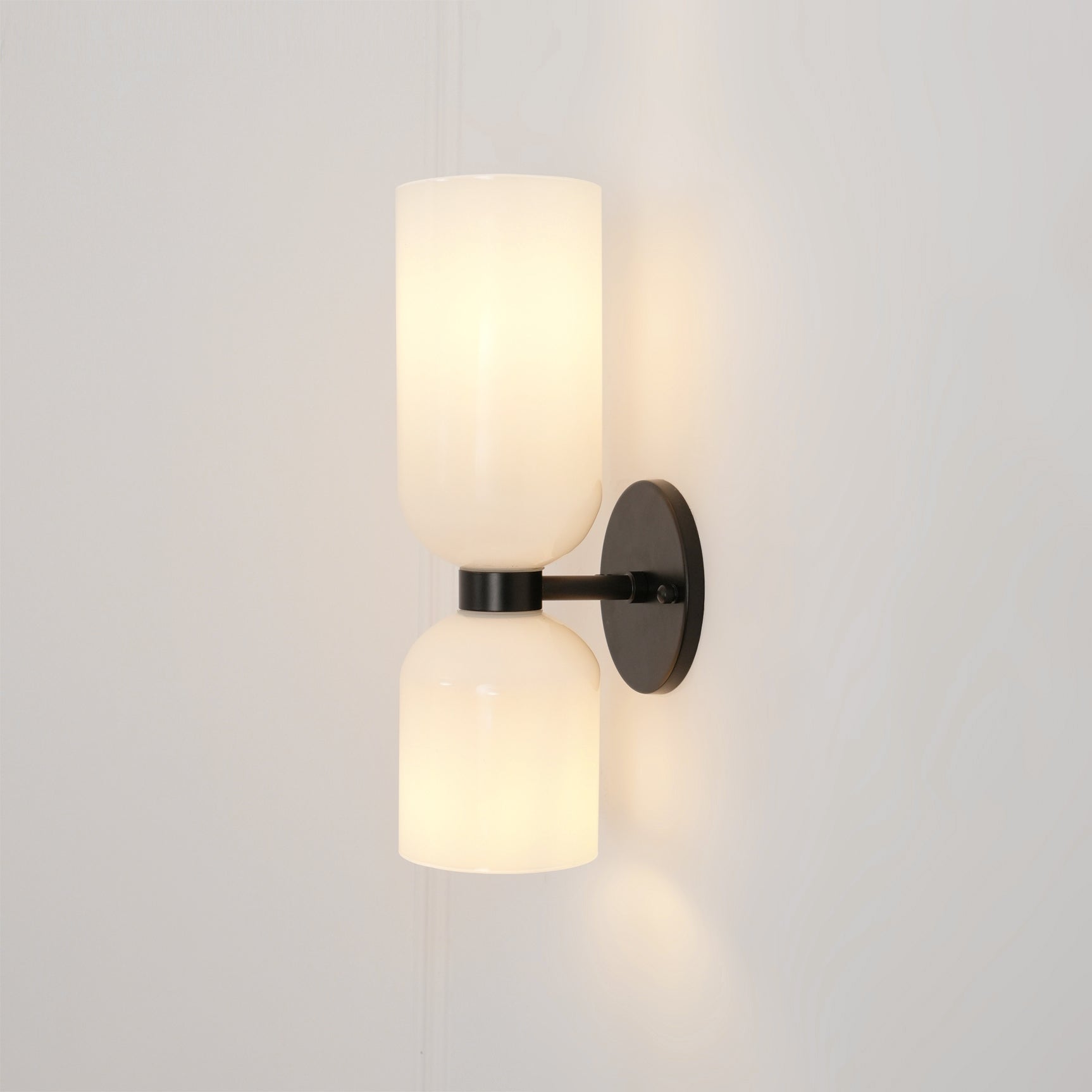 Edie Modern Geometric Wall Sconce with Opal Glass Shade and Brass Finish