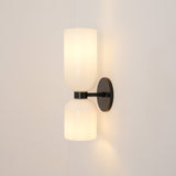 Edie Modern Geometric Wall Sconce with Opal Glass Shade and Brass Finish