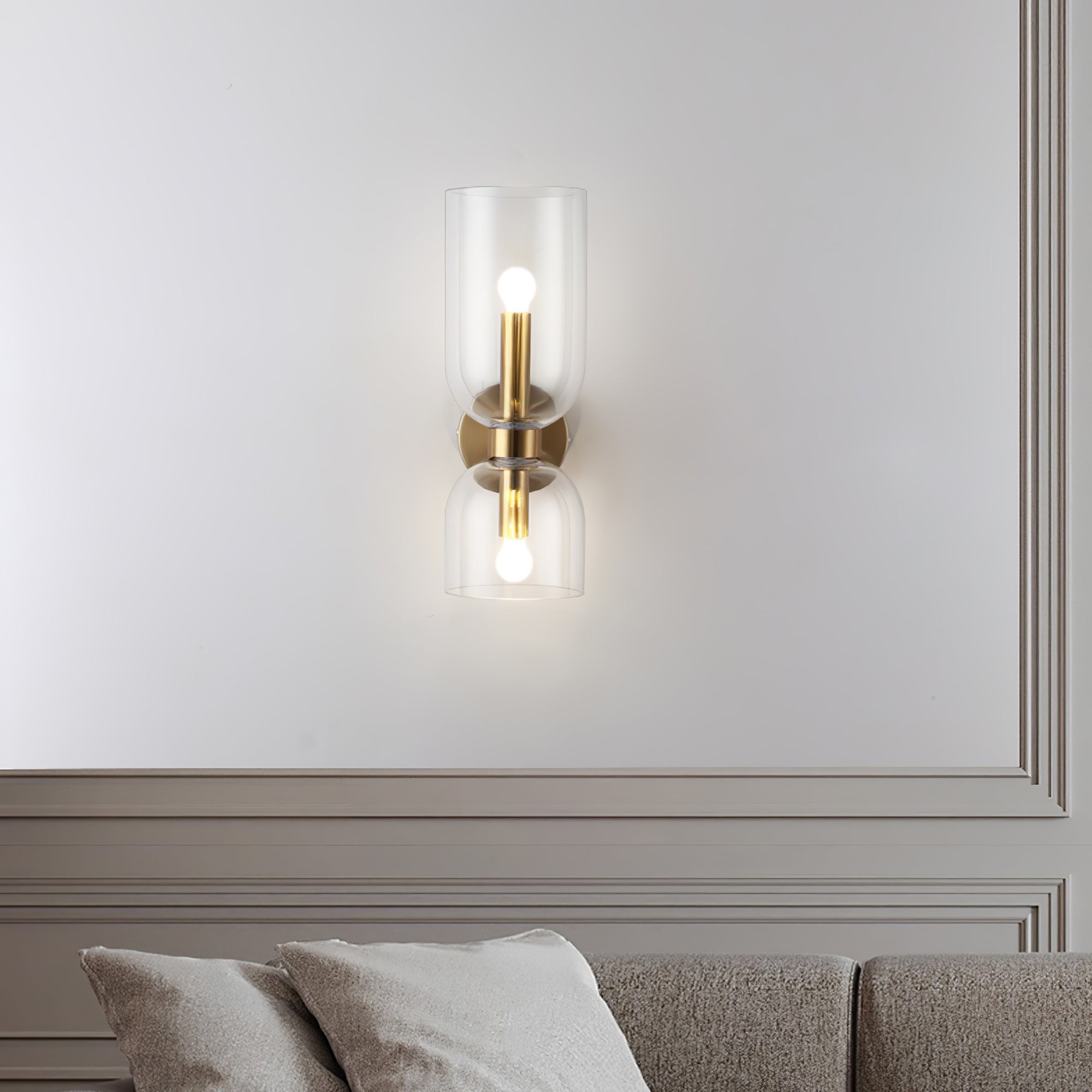 Edie Modern Geometric Wall Sconce with Opal Glass Shade and Brass Finish