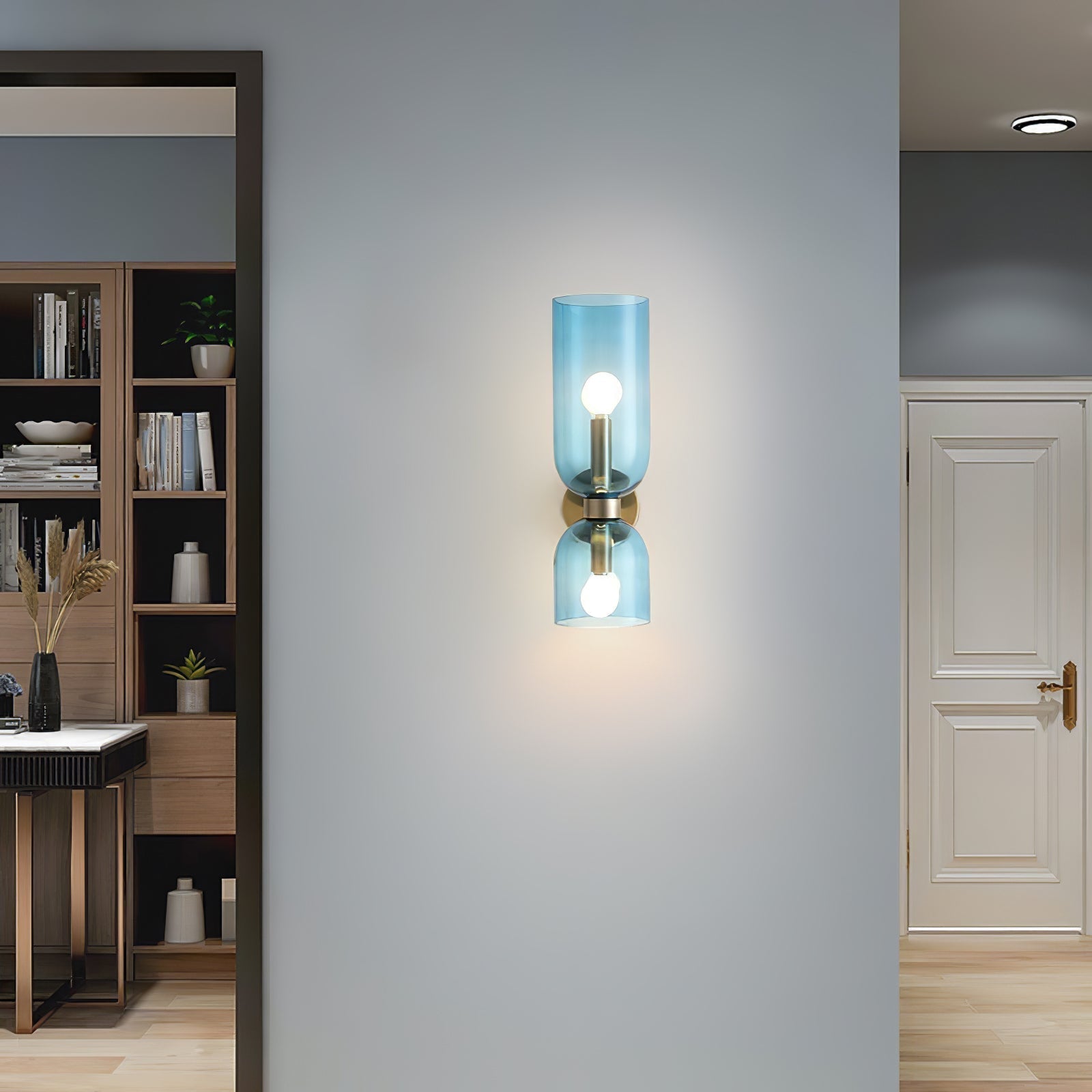 Edie Modern Geometric Wall Sconce with Opal Glass Shade and Brass Finish