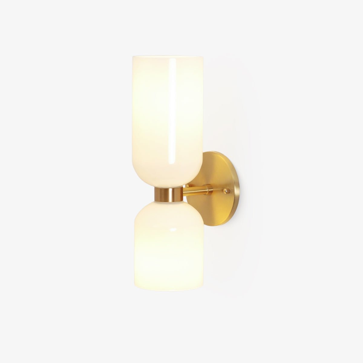 Edie Modern Geometric Wall Sconce with Opal Glass Shade and Brass Finish