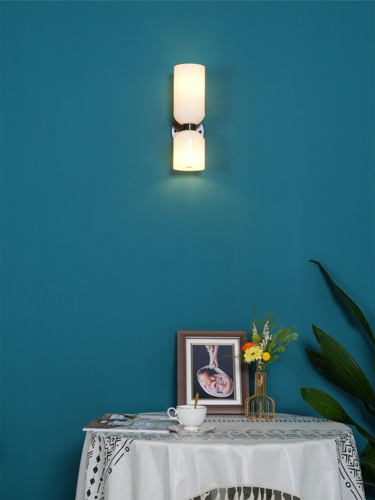 Edie Modern Geometric Wall Sconce with Opal Glass Shade and Brass Finish