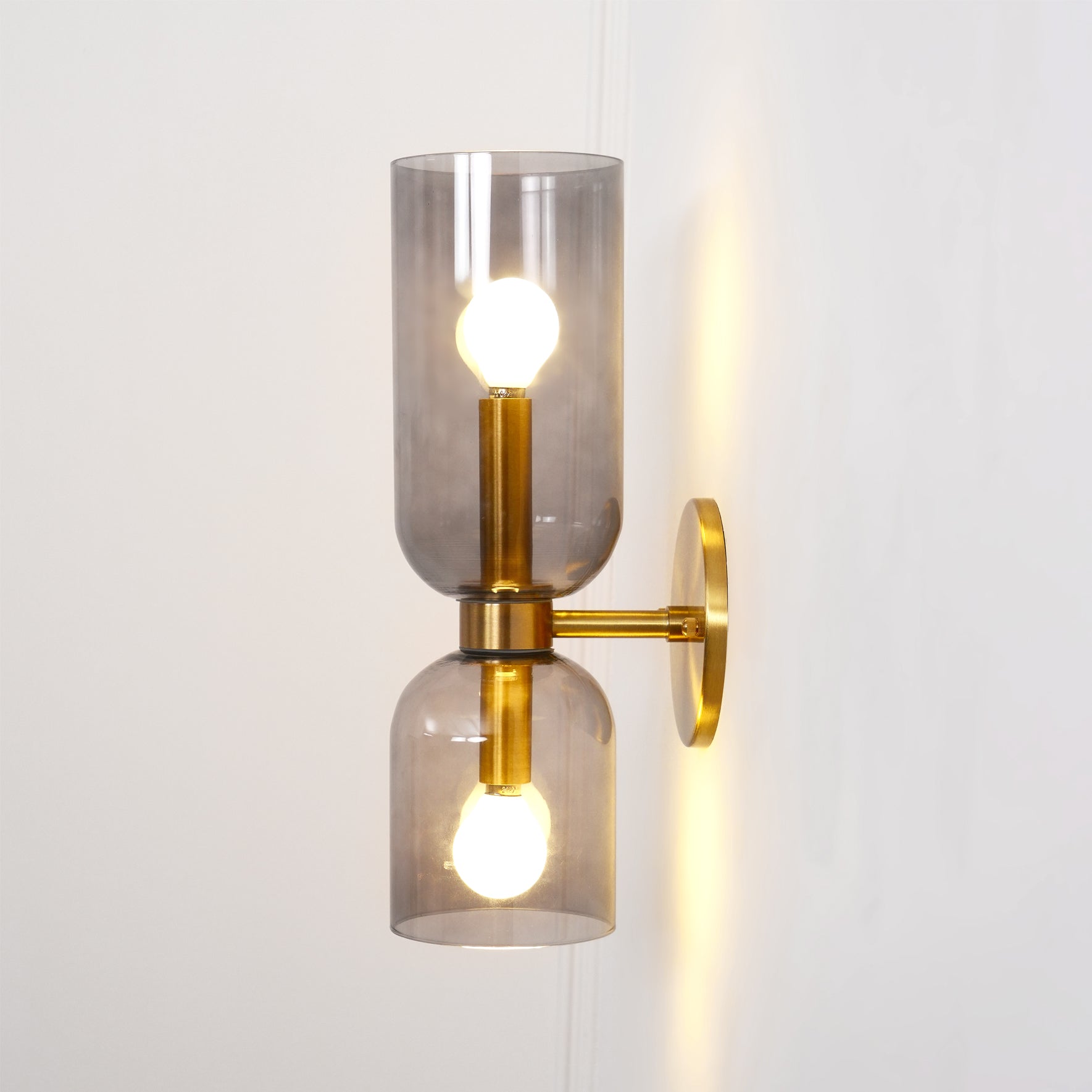 Edie Modern Geometric Wall Sconce with Opal Glass Shade and Brass Finish