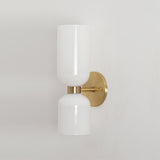 Edie Modern Geometric Wall Sconce with Opal Glass Shade and Brass Finish