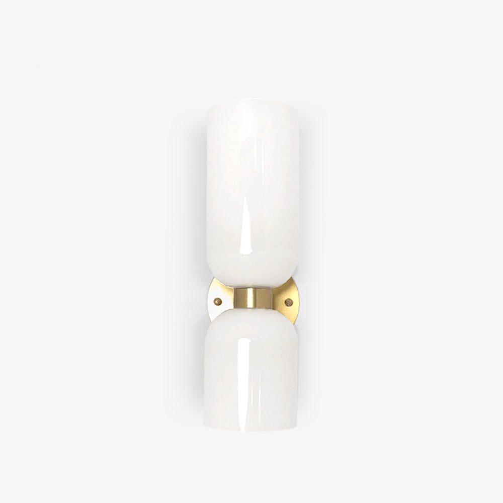 Edie Modern Geometric Wall Sconce with Opal Glass Shade and Brass Finish
