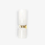 Edie Modern Geometric Wall Sconce with Opal Glass Shade and Brass Finish