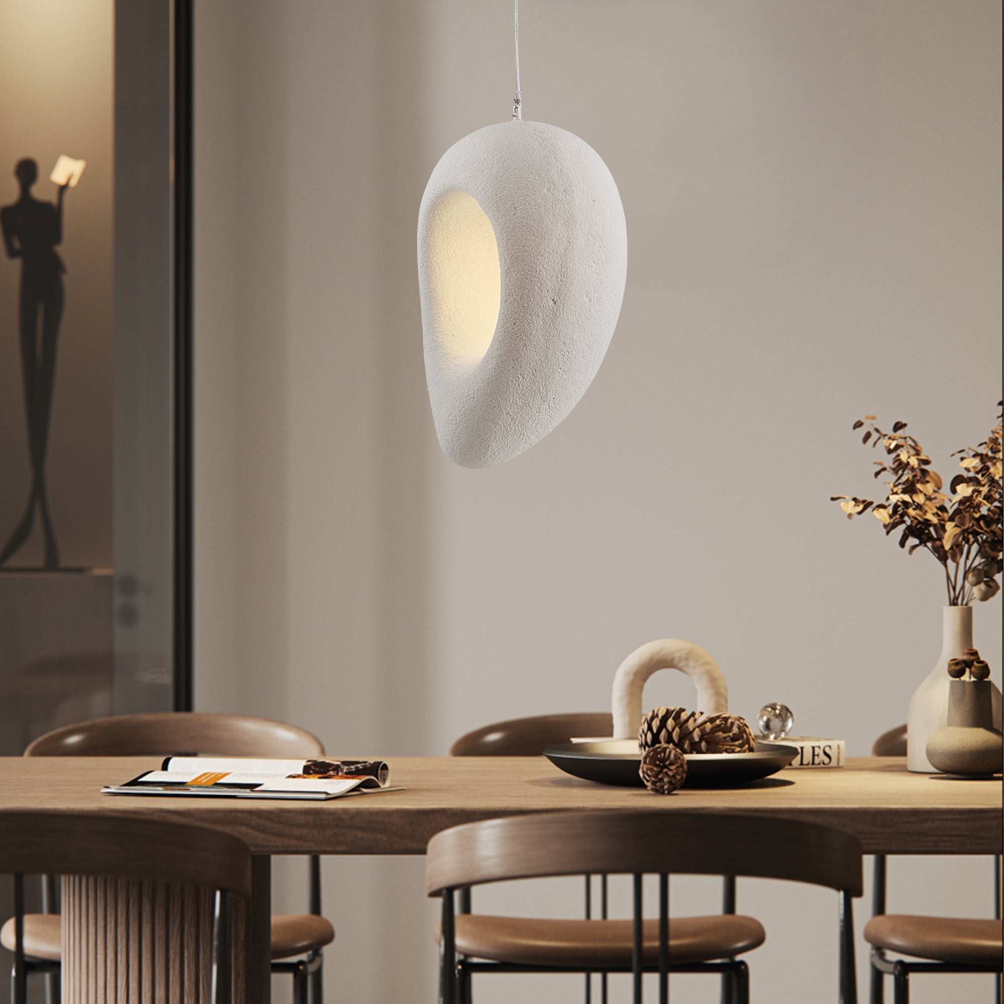 Edna White Resin Pendant Lamp Modern Minimalist Hanging Light for Indoor Ceiling Decor