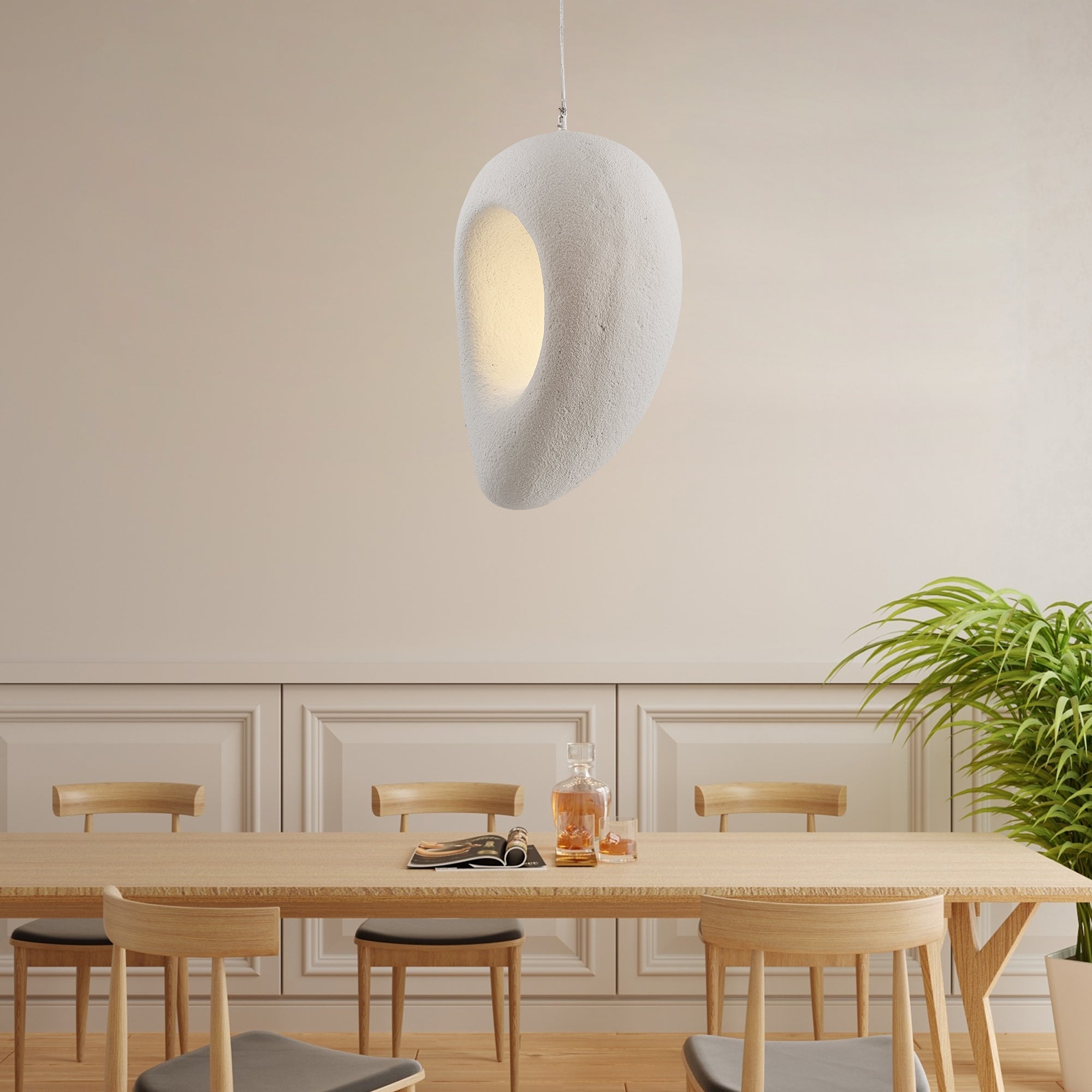 Edna White Resin Pendant Lamp Modern Minimalist Hanging Light for Indoor Ceiling Decor