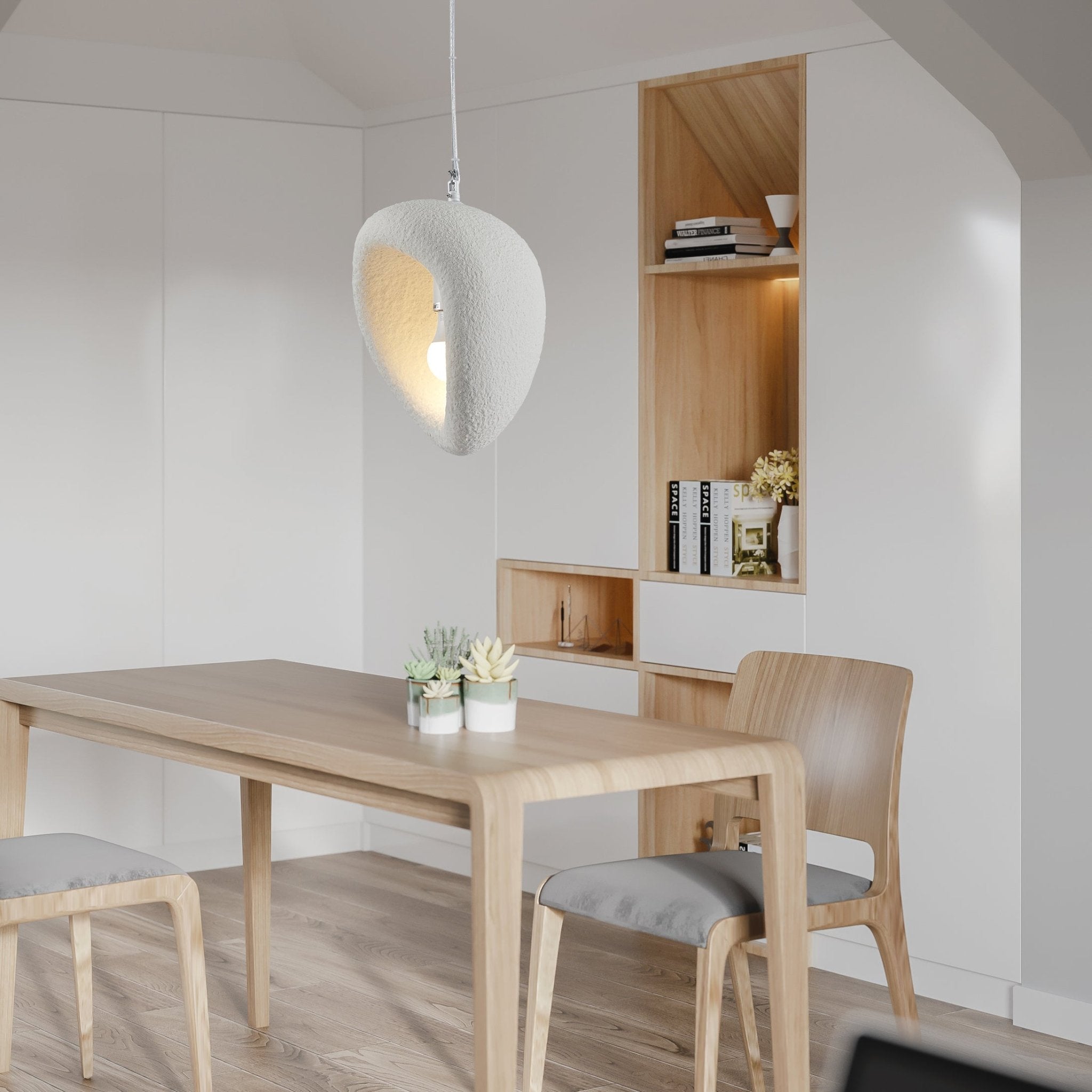 Edna White Resin Pendant Lamp Modern Minimalist Hanging Light for Indoor Ceiling Decor