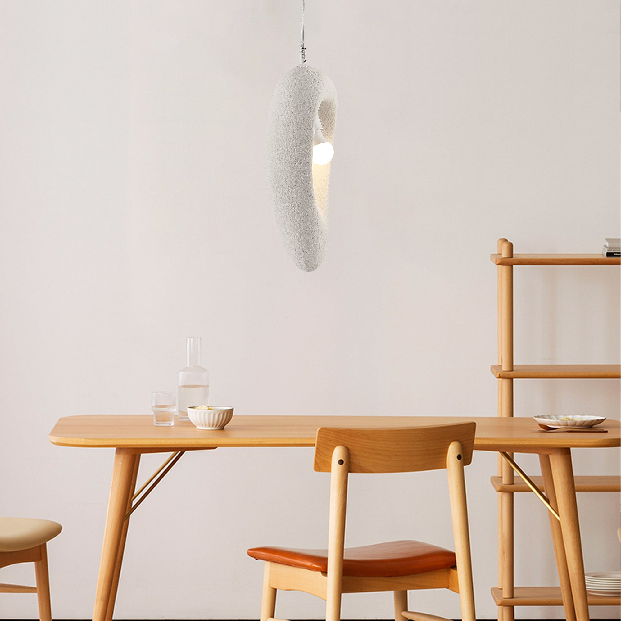 Edna White Resin Pendant Lamp Modern Minimalist Hanging Light for Indoor Ceiling Decor