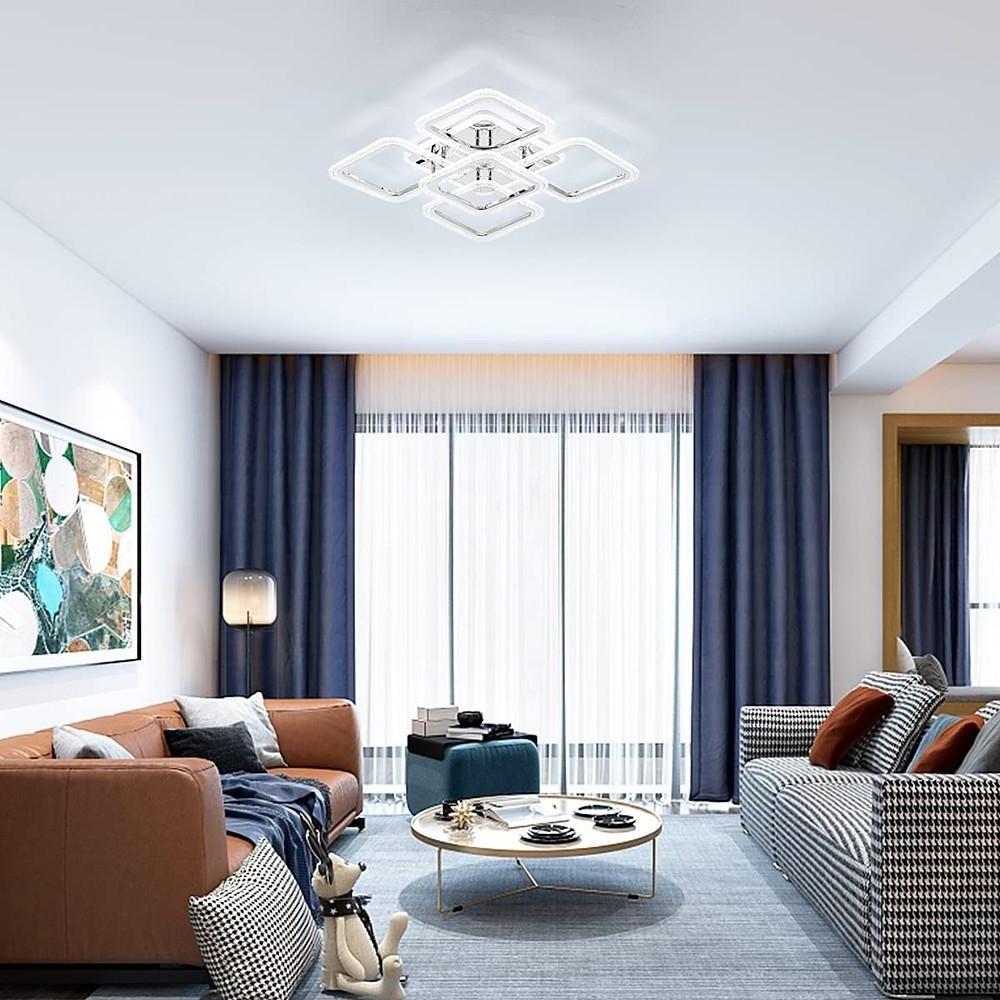 Modern Geometric LED Flush Mount Ceiling Lamp 5 Square Acrylic Light Fixture for Living Room