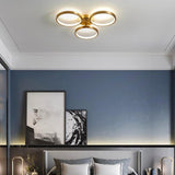 Modern Copper LED Flush Mount Ceiling Light Geometric Circular Gold Finish Three Light Fixture