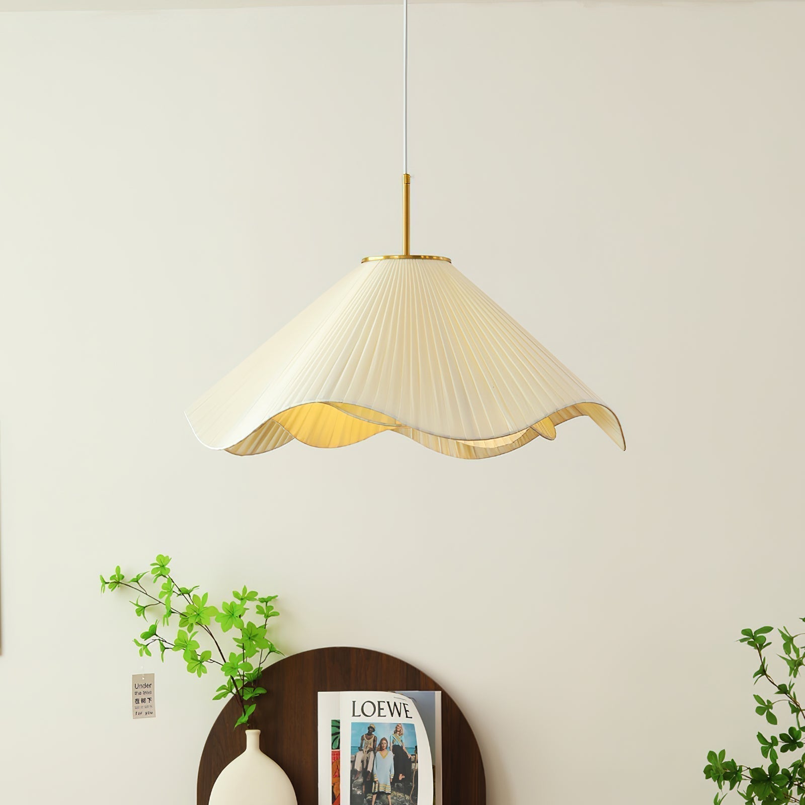 Elara Modern Curved Fabric Pendant Light Sculptural Ceiling Hanging Lamp for Dining Room