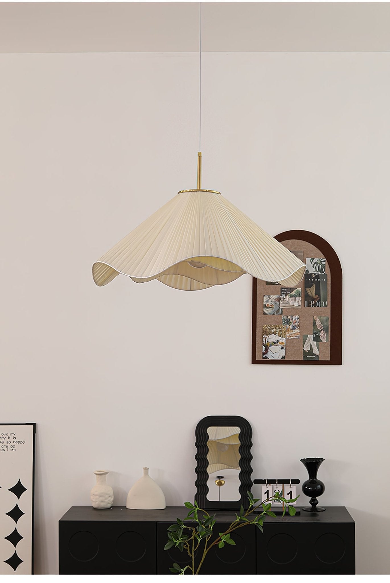 Elara Modern Curved Fabric Pendant Light Sculptural Ceiling Hanging Lamp for Dining Room