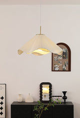 Elara Modern Curved Fabric Pendant Light Sculptural Ceiling Hanging Lamp for Dining Room
