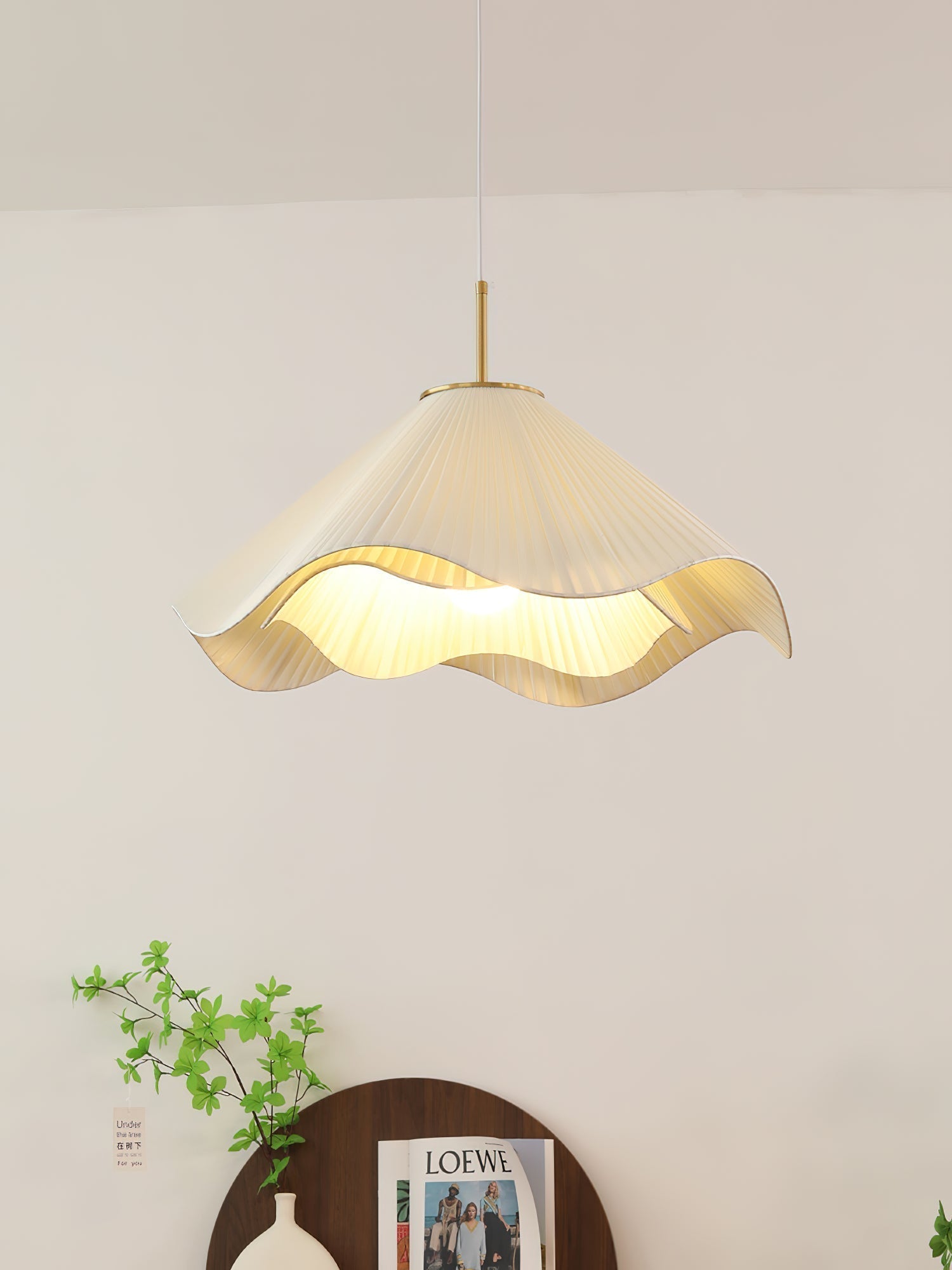 Elara Modern Curved Fabric Pendant Light Sculptural Ceiling Hanging Lamp for Dining Room