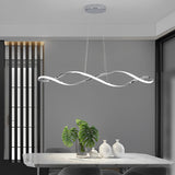 Electroplated Modern Wave LED Chandelier Stepless Dimming Pendant Light for Dining Room and Kitchen Island