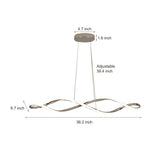 Electroplated Modern Wave LED Chandelier Stepless Dimming Pendant Light for Dining Room and Kitchen Island