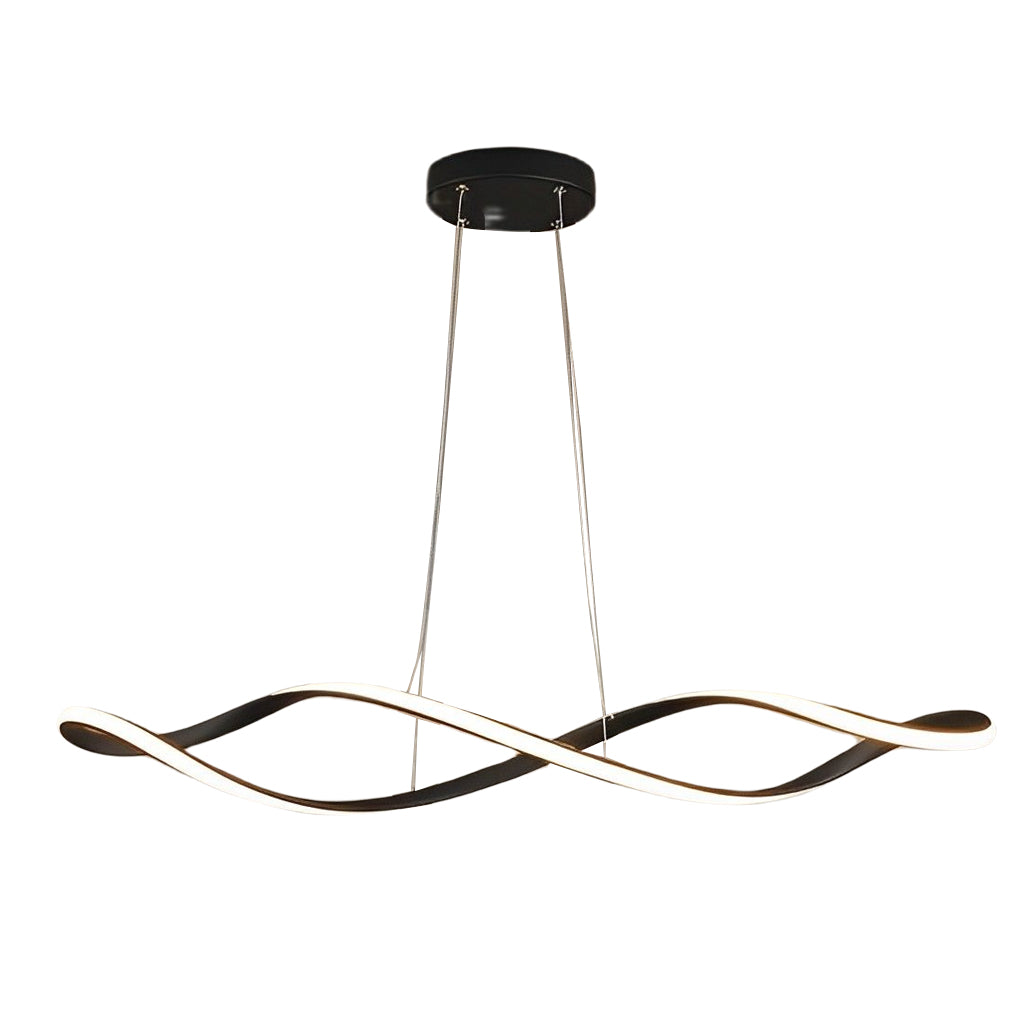 Electroplated Modern Wave LED Chandelier Stepless Dimming Pendant Light for Dining Room and Kitchen Island