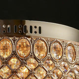 Elegant 15 Inch Crystal Drum Flush Mount Chandelier 4 Light Metal Ceiling Lamp