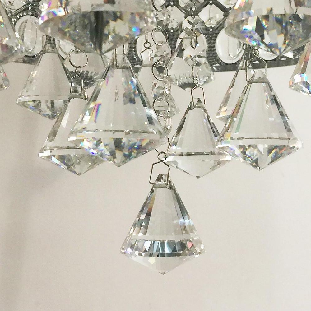 Elegant 15 Inch Crystal Drum Flush Mount Chandelier 4 Light Metal Ceiling Lamp