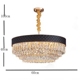 Elegant 24 Inch Drum Shaped LED Crystal Chandelier with Electroplated Metal Finish and 12 Light Bulbs
