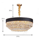 Elegant 24 Inch Drum Shaped LED Crystal Chandelier with Electroplated Metal Finish and 12 Light Bulbs