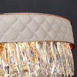Elegant 24 Inch Drum Shaped LED Crystal Chandelier with Electroplated Metal Finish and 12 Light Bulbs