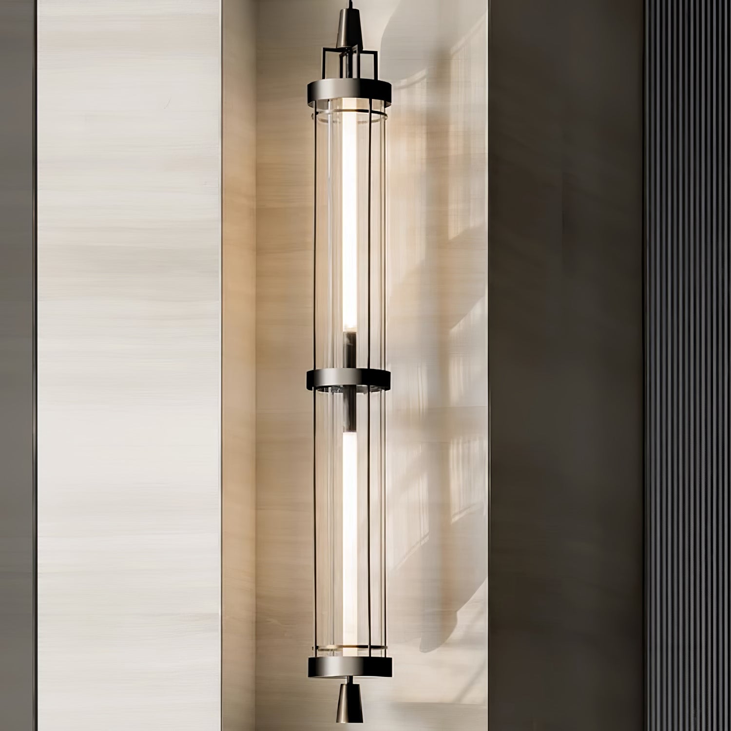 Elegant 47 Inch Vertical LED Wall Light Sconce for Contemporary Living Spaces Black