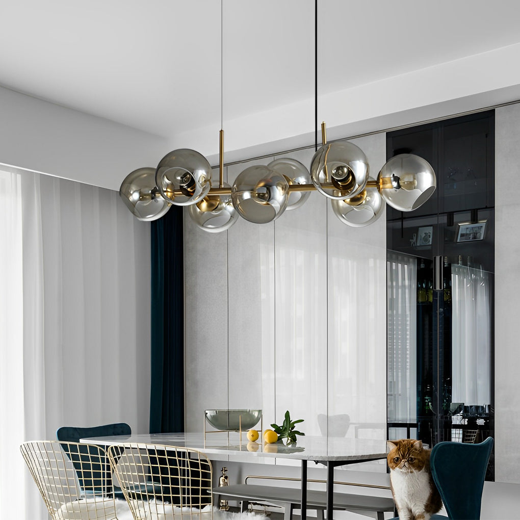Elegant 8 Light LED Linear Glass Chandelier for Modern Dining Room Lighting