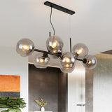 Elegant 8 Light LED Linear Glass Chandelier for Modern Dining Room Lighting