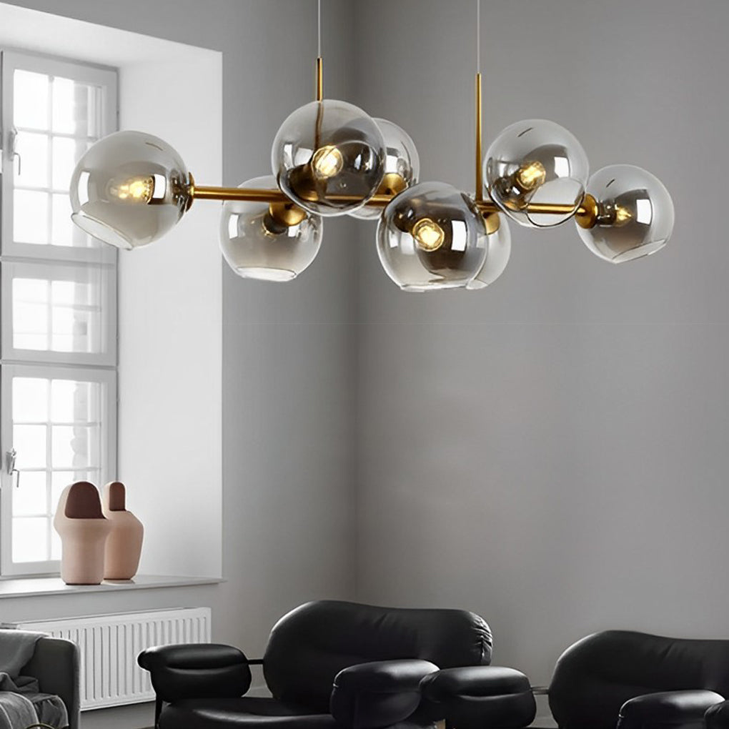Elegant 8 Light LED Linear Glass Chandelier for Modern Dining Room Lighting