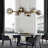 Elegant 8 Light LED Linear Glass Chandelier for Modern Dining Room Lighting