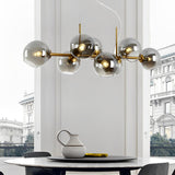 Elegant 8 Light LED Linear Glass Chandelier for Modern Dining Room Lighting