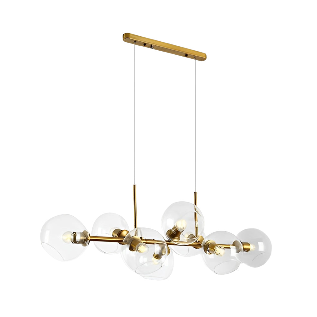 Elegant 8 Light LED Linear Glass Chandelier for Modern Dining Room Lighting