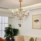 Elegant 8 Light Vintage Candle Chandelier with Crystal Accents and Metal Finish