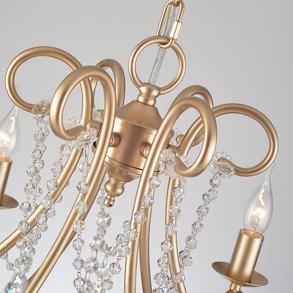 Elegant 8 Light Vintage Candle Chandelier with Crystal Accents and Metal Finish