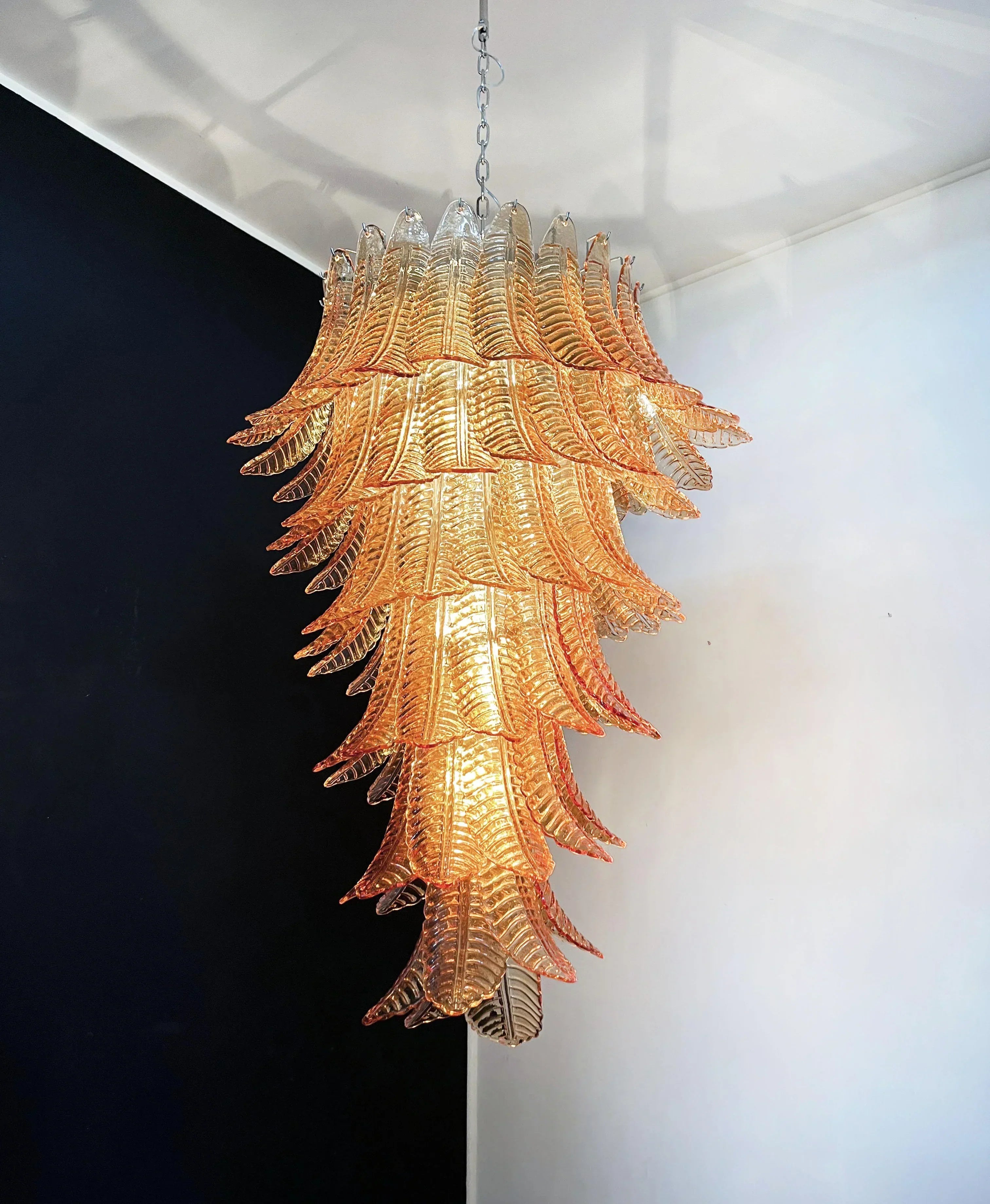 elegant-amber-glass-spiral-cascading-chandelier-modern-gold-metal-pendant-light