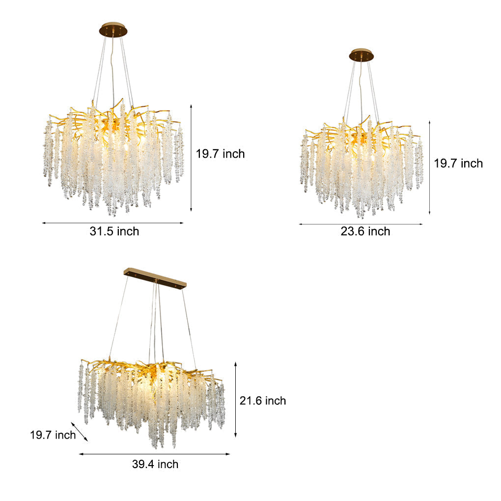 Elegant Branch Crystal Pendant Light Modern 3 Step Dimming Chandelier for Living Room Villa