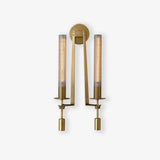 Elegant Brass and Ribbed Glass Architectural Wall Sconce French Style Minimalist Indoor Lighting