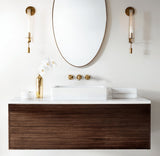Elegant Brass and Ribbed Glass Architectural Wall Sconce French Style Minimalist Indoor Lighting