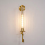 Elegant Brass and Ribbed Glass Architectural Wall Sconce French Style Minimalist Indoor Lighting